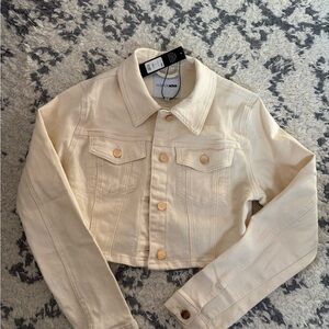 NWT Fashion Nova Cream Denim Jacket